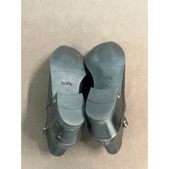 Coach Black Leather Zipped Bootie Metal Logo On Heel Women's Size 6 - Picture 11 of 15